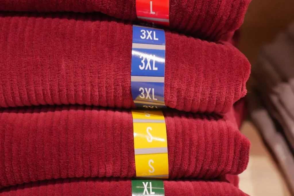 راهنمای انتخاب سایز مناسب در خرید لباس 8 article guide to choosing the clothes right size shirts along with sizing tag
