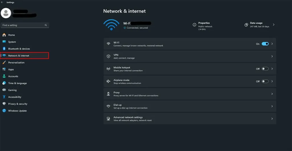اتصال انترنت لپتاپ به موبایل از طریق وای فای؛ آموزش گامبهگام 2 اسکرینشات از ویندوز؛ بخش network and internet