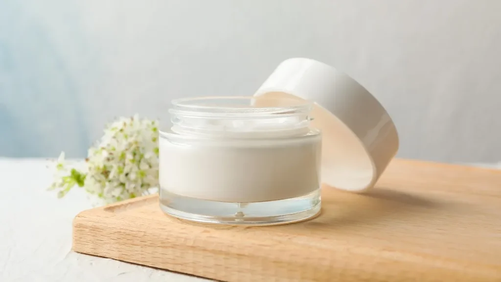 تفاوت آبرسان و مرطوب کننده؛ کدامیک مناسب پوست شماست؟ 6 یک قوطی کرم مرطوبکننده روی صفحهای چوبی