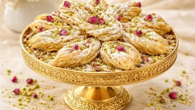 طرز تهیه گوش فیل هراتی به سه شیوه آسان 10 یک ظرف شیرینی گوش فیل هراتی